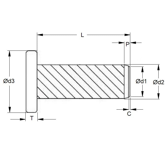 Goupille d'entraînement pour marteau 1,4 x 5 x 1,46 mm - Acier au carbone - MBA (Pack de 5)