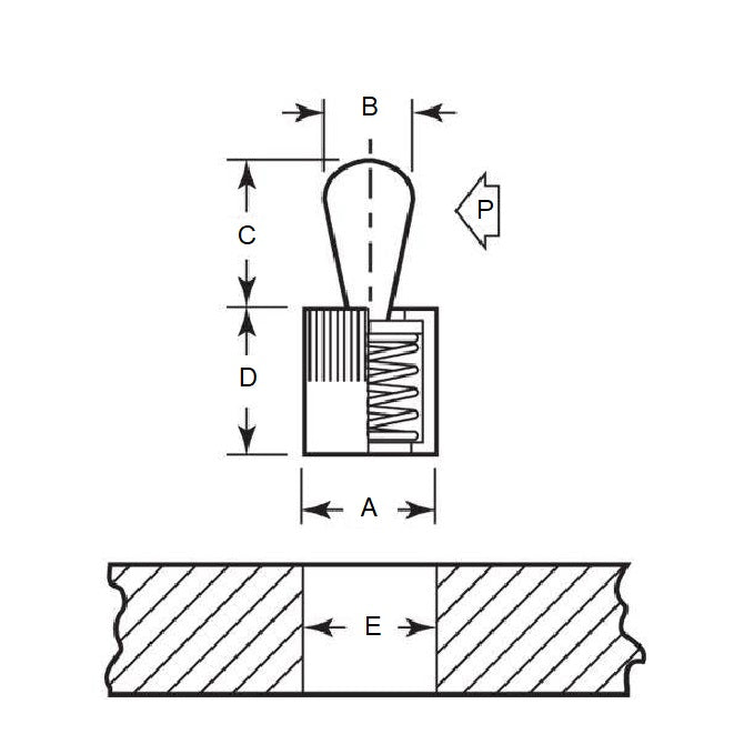 Perno di posizionamento 11,13 x 5,99 x 11,13 x 7,71 mm - Molla sigillata in acciaio al carbonio - MBA (confezione da 1)