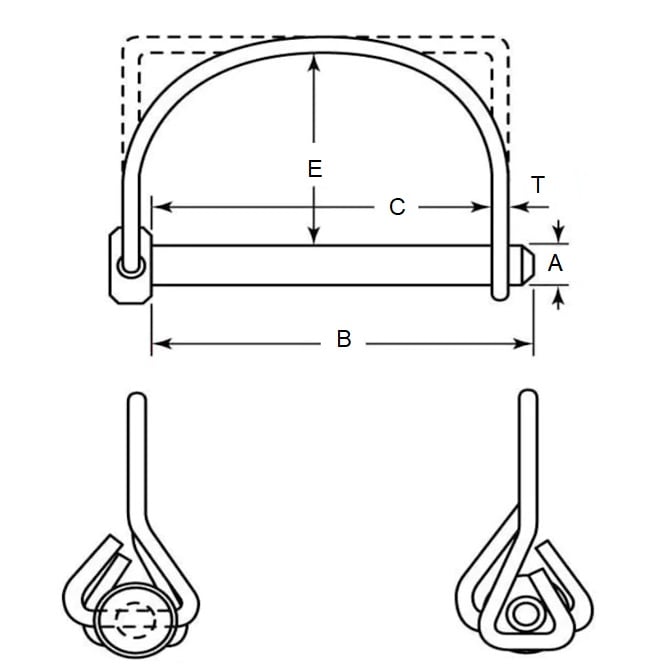 Wire Lock Lynch Pin 7,94 x 57,15 x 2,3 mm - Acier au carbone - Trapézoïdal simple - MBA (Pack de 25)