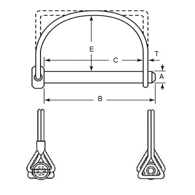 1090072 | LYP-Q2-095-057-S4 --- Wire Lock Lynch Pins - 9.53 mm x 57.15 mm x 2.3 mm