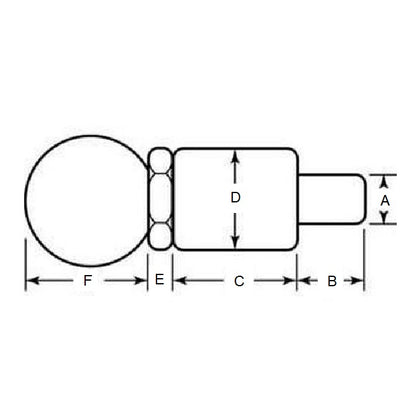 Perno di trazione 9.525 x 14.288 x 38,1 mm - Acciaio inossidabile - Maniglia rotonda - Blocco - MBA (confezione da 1)