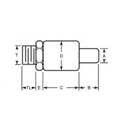 Perno di trazione 9.525 x 14.288 x 38,1 mm - Acciaio - Estremità filettata - MBA (confezione da 1)