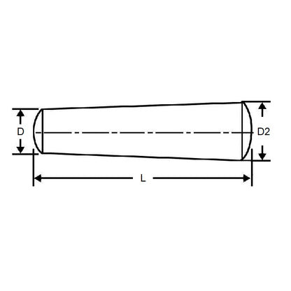 Perno conico 6,35 x 50,8 x 5,29 mm - Acciaio al carbonio - 5,29 mm - Estremità piccola - Rif. 4 pin - MBA (confezione da 1)