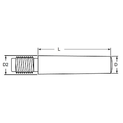 Perno conico 6 x 60 x 7,2 mm - Acciaio al carbonio estraibile con filettatura esterna - 6 mm - Estremità piccola - MBA (confezione da 40)