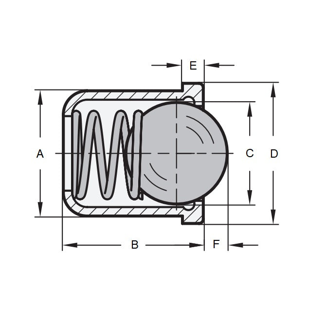 Piston à bille 5 x 6 mm en acier inoxydable de qualité 303 – Bille – Push Fit – MBA (lot de 1)