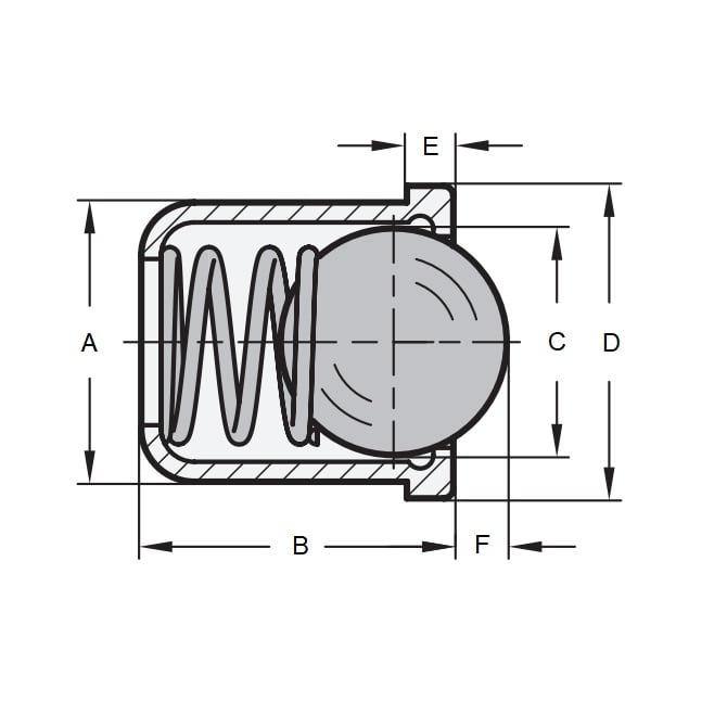 1089803 | PLBP-095-199-CS-080 --- Ball Push Fit Plungers - 9.53 mm x 19.9 mm x 44.5 N