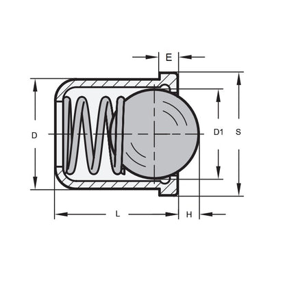 1050751 | PLBP-040-050-SP-007 (PK-50) --- Ball Push Fit Plungers - 4x5 mm - 3 N Stainless Body - Plastic Plunger