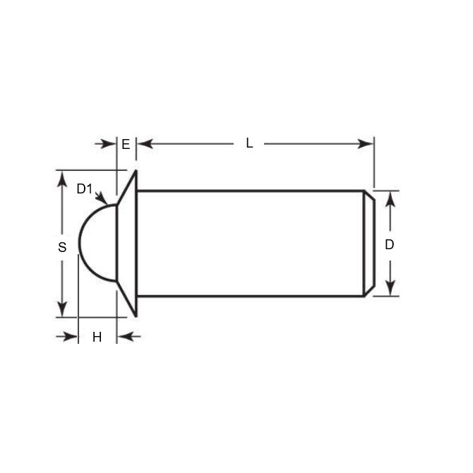 1071127 | PLBP-064-122-SA-058 (Each) --- Ball Push Fit Plungers - 6.35x12.2 mm - 26.7 N Stainless Body - Acetal Plunger