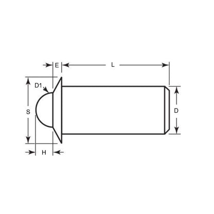 1048878 | PLBP-032-064-SN-006 (Each) --- Ball Push Fit Plungers - 3.18x6.4 mm - 1.8 N Stainless Body - Nylon Polyamide 6/6 Plunger