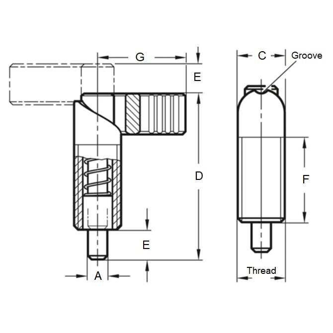 1233196 | PLIT-080-200-150-69-CA (Each) --- Indexing Cam Action Plungers - M20 Extra Fine - 20x1.5mm - 20.07x36.1 mm Without Hex Nut - Steel Plunger