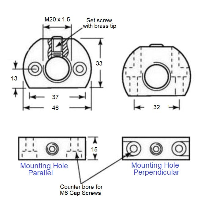 1036120 | WCP-40RS (Each) --- Indexing Cam Action Mounting Blocks Plungers - Hole Parallel Hole 33x46 mm - Steel Plunger