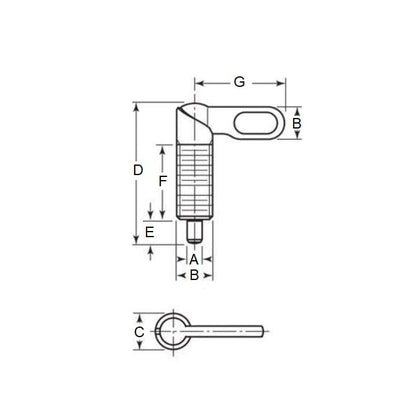 Doigt d'indexation M12 x 25 x 6 mm - Poignée sans écrou Acier - Indexation - MBA (Lot de 1)