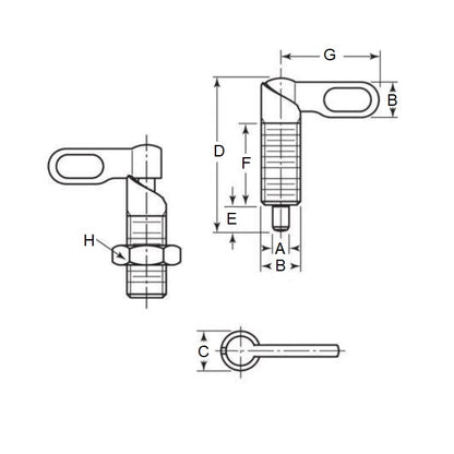 Piston d'indexation 3/8-24 UNF x 20 x 5 mm - Poignée avec écrou en acier - Indexation - MBA (Pack de 1)