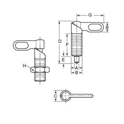 Doigt d'indexation M10x1 Fin x 20 x 6 mm - Prise avec écrou Inox - Indexation - MBA (Lot de 1)