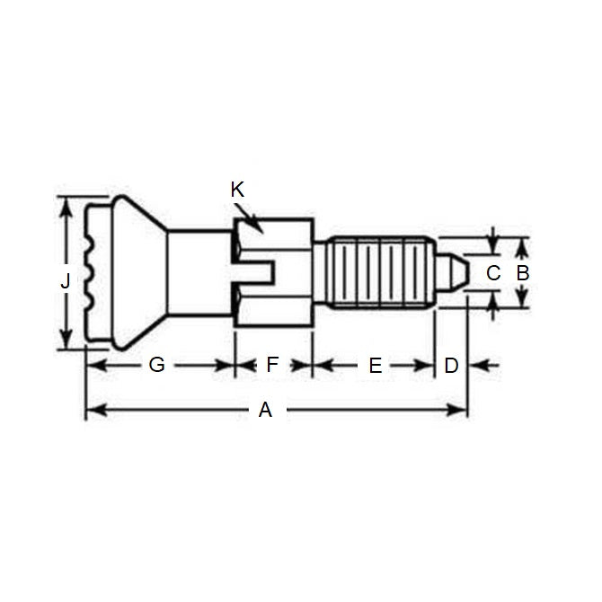 Stantuffo di indicizzazione 5/8-11 UNC x 26 mm - Bloccaggio con manopola e frenafiletti in acciaio - Indicizzazione - MBA (confezione da 1)