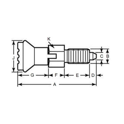 Piston d'indexation 3/8-24 UNF x 17 mm – Verrouillage avec bouton et frein filet en acier inoxydable de qualité 303 – Indexation – MBA (lot de 1)