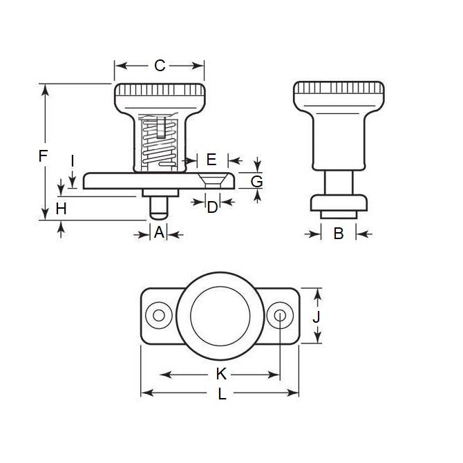1098966 | PLI-M-080-120-31-LM-C (Each) --- Indexing with Plate Plungers - 12x44 mm - 1.6 N Locking - Steel Plunger