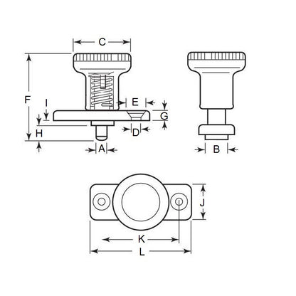 1098966 | PLI-M-080-120-31-LM-C (Each) --- Indexing with Plate Plungers - 12x44 mm - 1.6 N Locking - Steel Plunger