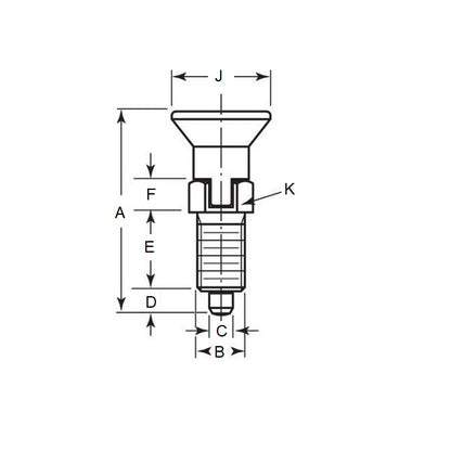 1087800 | PLIT-050-095F-43-LKP-S3 (Each) --- Indexing Pull Knob Plungers - 3/8-24 UNF - 9.53mm - 43.5 mm - 2.3 N Stainless and Plastic - Stainless Steel 303 Similar to A2, 304, 18-8 Plunger