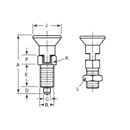 1130847 | PLIT-160-240-200-96-LKPN-C (Each) --- Indexing Pull Knob Plungers - M24 Fine - 24x2mm - 96 mm - 9.1 N - Steel Plunger