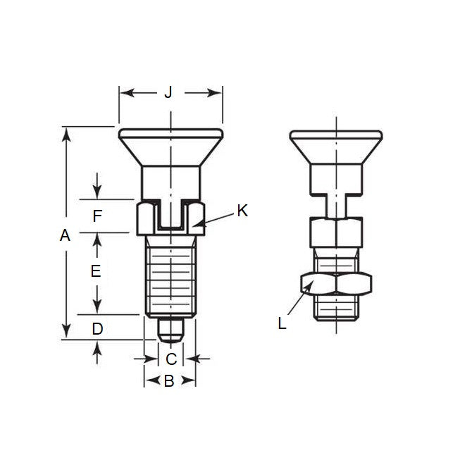 1124878 | PLIT-100-200-150-74-LKPN-S3 (Each) --- Indexing Pull Knob Plungers - M20 Extra Fine - 20x1.5mm - 74 mm - 1.5 N Stainless and Plastic - Stainless Steel 303 Similar to A2, 304, 18-8 Plunger