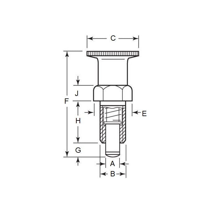 Piston d'indexation M10x1 fin x 17 mm - Non verrouillable avec épaulement et bouton en acier - Indexation - MBA (Pack de 1)