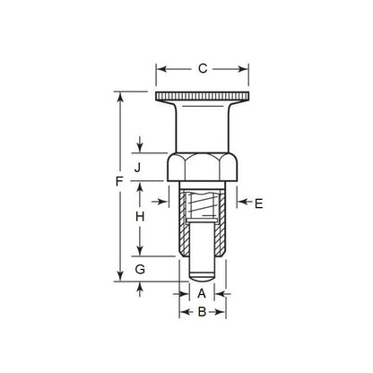 Piston d'indexation M10x1 fin x 17 mm - Non verrouillable avec épaulement et bouton Inox - Indexation - MBA (Pack de 1)