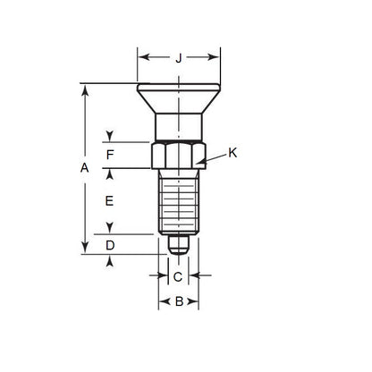 Piston d'indexation M6 fin x 31,5 mm - Bouton de traction en acier - Indexation - MBA (Pack de 1)