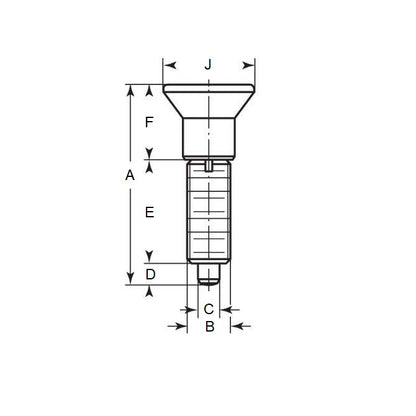 Piston d'indexation M8 fin x 43 mm - Bouton de traction sans collier Inox qualité 303 - Indexation - MBA (Pack de 1)