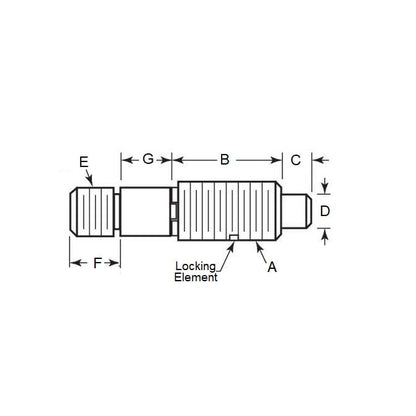 Piston à Ressort 3/8-16 UNC x 19,1 mm - Adaptateur Inox - Ressort - Fileté - MBA (Pack de 1)