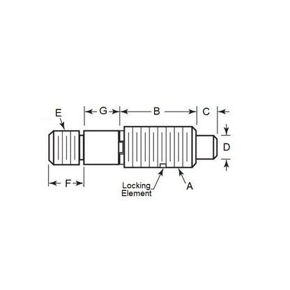 1091242 | PLST-100M-190-TAC-018 (PK-250) --- Spring Threaded Adapter Plungers - M10 - 10x1.5mm - 19 mm - 3 N Non Locking - Steel Plunger
