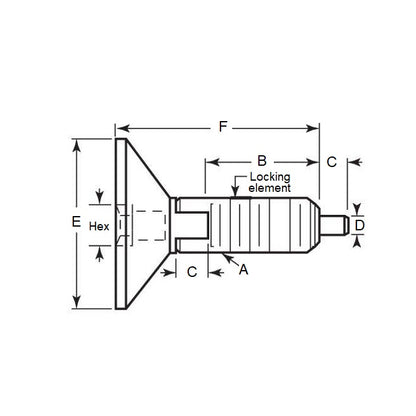 1077044 | PLST-079C-135-HXCL-027 (Each) --- Spring Plungers - 5/16-18 UNC - 7.94mm - 13.5 mm - 4.5 N Hex Drive Handle - Steel Plunger
