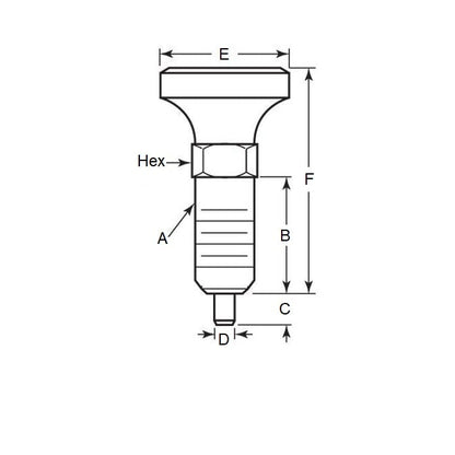 Poussoir à ressort 1/4-20 UNC x 10,2 mm - Poignée Acier - Ressort - Fileté - MBA (Pack de 1)