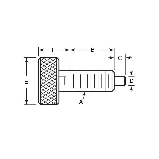 Piston à ressort 1/4-20 UNC x 10,2 mm - Poignée moletée en acier de verrouillage - Ressort - Fileté - MBA (Pack de 1)