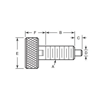 Piston à ressort 1/4-20 UNC x 10,2 mm - Poignée moletée en acier de verrouillage - Ressort - Fileté - MBA (Pack de 1)