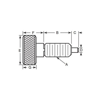 Poussoir à ressort 10-32 UNF x 10,2 mm - Poignée moletée avec frein filet en acier - Ressort - Fileté - MBA (1 pièce)