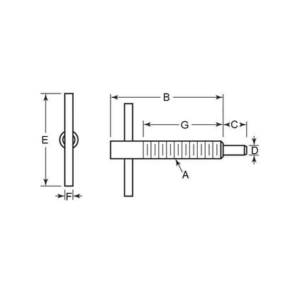 Piston à ressort 1/2-13 UNC x 50,8 mm - Poignée en T de verrouillage en acier - Ressort - Fileté - MBA (Pack de 1)