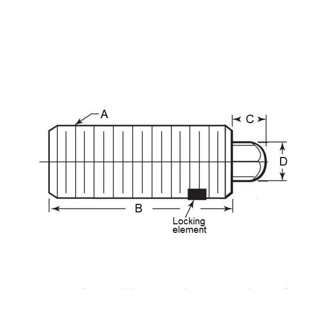 Piston à ressort 5/16-18 UNC x 25,4 mm – Nez hexagonal avec corps en acier fileté avec acétal – Ressort – Fileté – MBA (lot de 1)