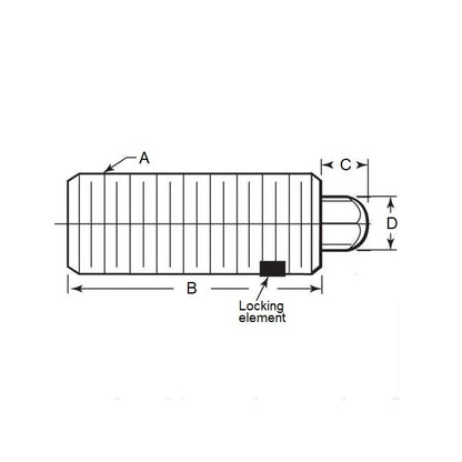 Piston à ressort 5/16-18 UNC x 25,4 mm – Nez hexagonal avec corps en acier fileté avec acétal – Ressort – Fileté – MBA (lot de 1)