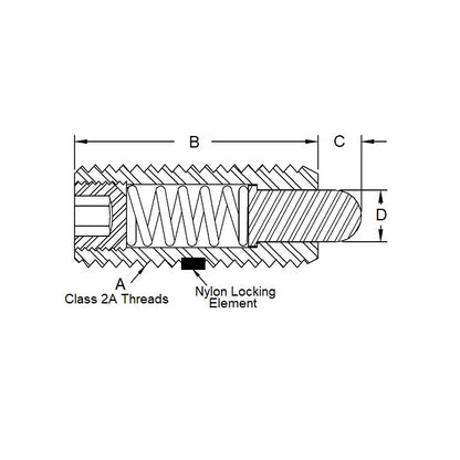 Stantuffo a molla M5 x 19 mm - Corpo in acciaio resistente con beccuccio in acetale - Molla - Filettato - MBA (confezione da 1)