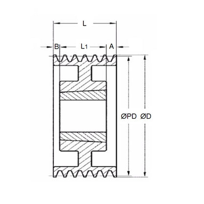 1172333 | PPV-J-104-QJA (Each) --- Poly V Pulleys - 63.5 mm - 6 - 64.26 J Section - Steel - Black Oxide Pulley