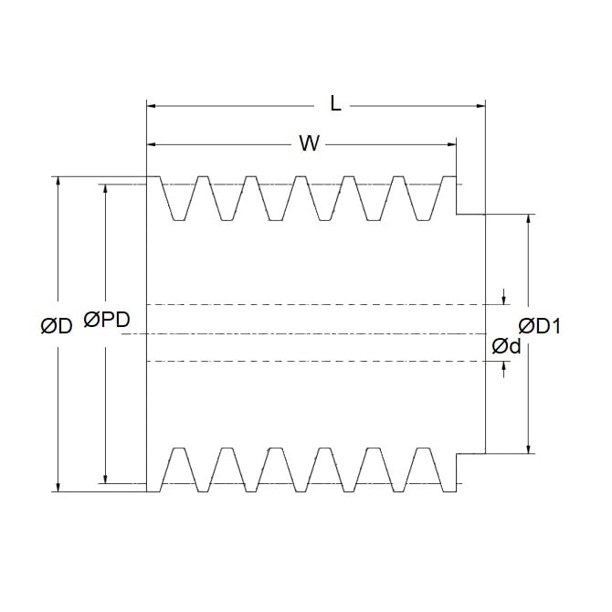 Poulie Poly Vee 45,72 x 19,05 x 6 rangées – Section J ee en acier à alésage traversant – MBA (lot de 1)