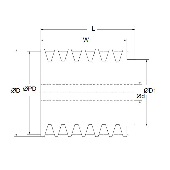 Poulie Poly Vee 40,64 x 15,875 x 6 rangées – Section J ee en acier à alésage traversant – MBA (lot de 1)