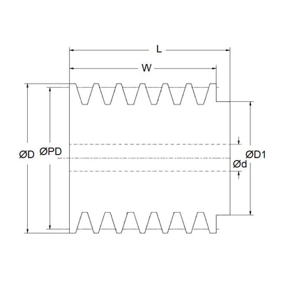 Poulie Poly Vee 43,18 x 12,7 x 6 rangées – Section J ee en acier à alésage traversant – MBA (lot de 1)