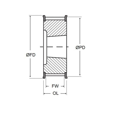 1153400 | P-L9-040-254FF-CB-T2012 --- Inch Timing Pulleys - 40 x 25.4 mm x 2012