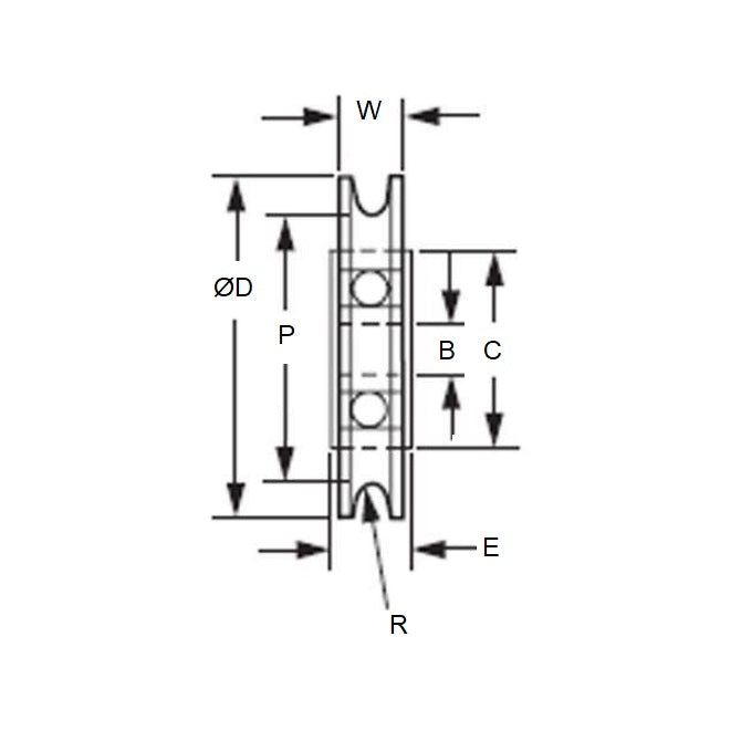 1050931 | PUI032-0460-050-A-BB (50 Pcs) --- U Groove Idler Pulleys - 3.2 mm x 46 mm x 5 mm