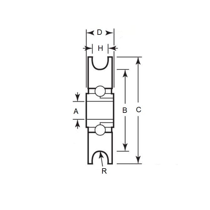 Poulie à rainure en U 4,76 x 31,75 x 6,35 mm - Rouleau tendeur avec roulement en acier - MBA (Pack de 1)