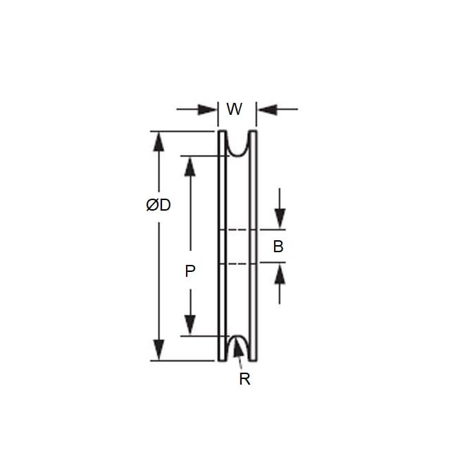 Poulie à rainure en U 1,19 x 19,05 x 3,251 mm - Rouleau tendeur avec acétal à alésage uni - Noir - MBA (Paquet de 50)