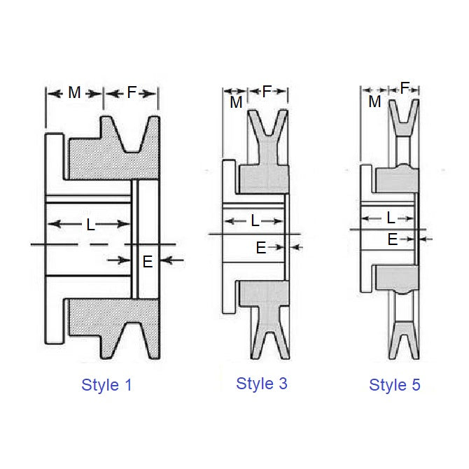 1177133 | MSKMBL31RS (Each) --- Vee Pulleys - 71.12 mm 1B 23.02 mm B or 5L - Cast Iron Pulley