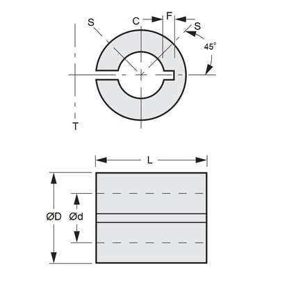 1064154 | RB-060-030-090-A (Each) --- Bore Reducers - 6x3x9 mm - Aluminium Alloy Reducer